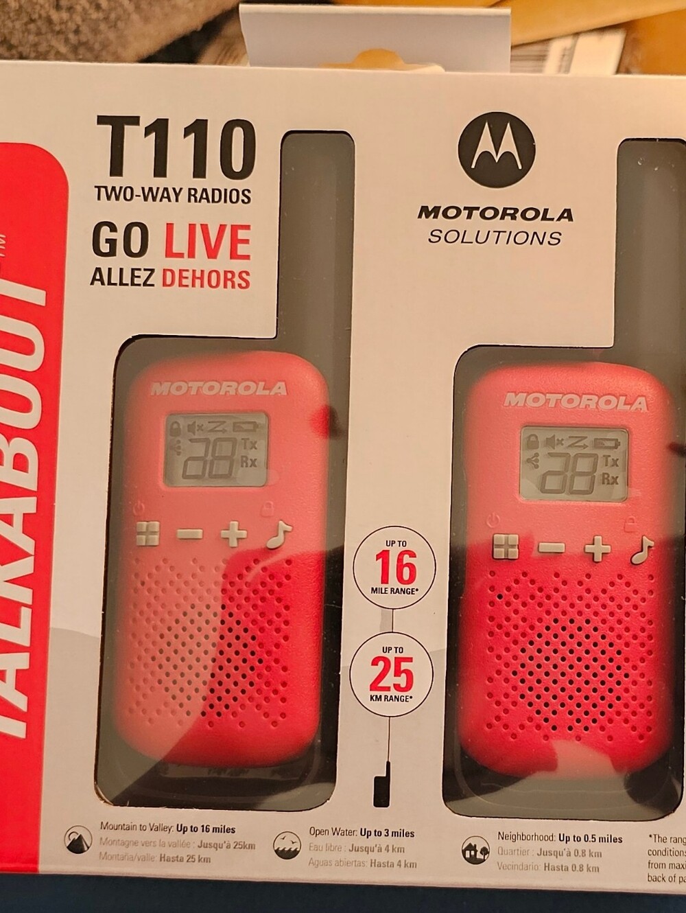 Motorola T110 Two-Way Radios - Red Pair